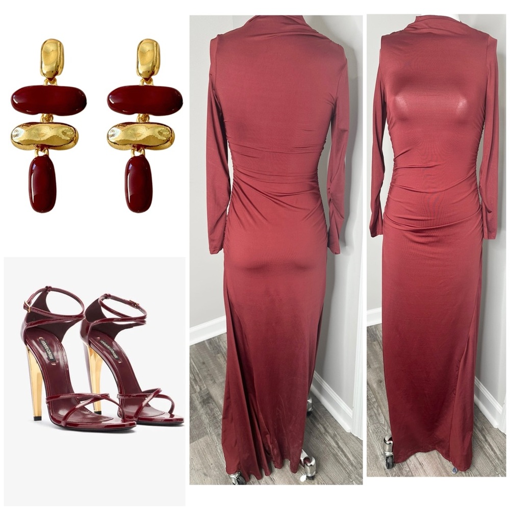 SHEIN BODYCON BURGUNDY DRESS- XS- PRELOVED